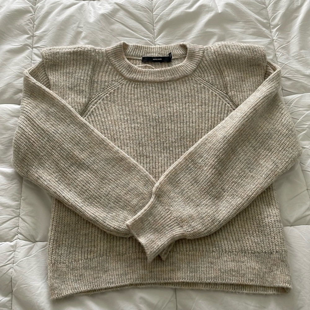 Beige Sweater with Shoulder Details
